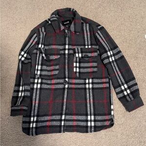 Oversized grey and red flannel